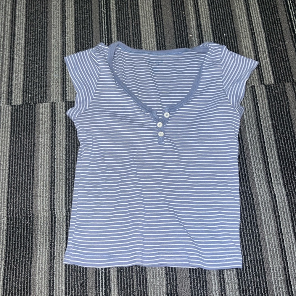 Brandy Melville John Galt blue striped baby tee